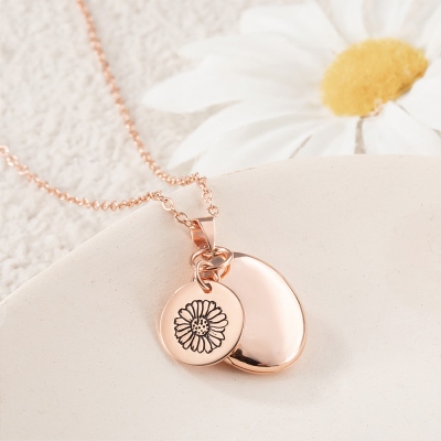 Personalized Birth Flower & Photo Necklace, Photo Necklace with Name, Oval Locket Necklace, BirthDay/Valentine's Gift for Mom/Grandma/Wife/Couple