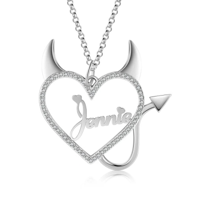 Personalized Devil Heart Name Necklace, Devil Horn, Devil Tail, Valentine's Day Gifts for Girlfriend, Birthday Gifts for Women, Halloween Gifts for Her