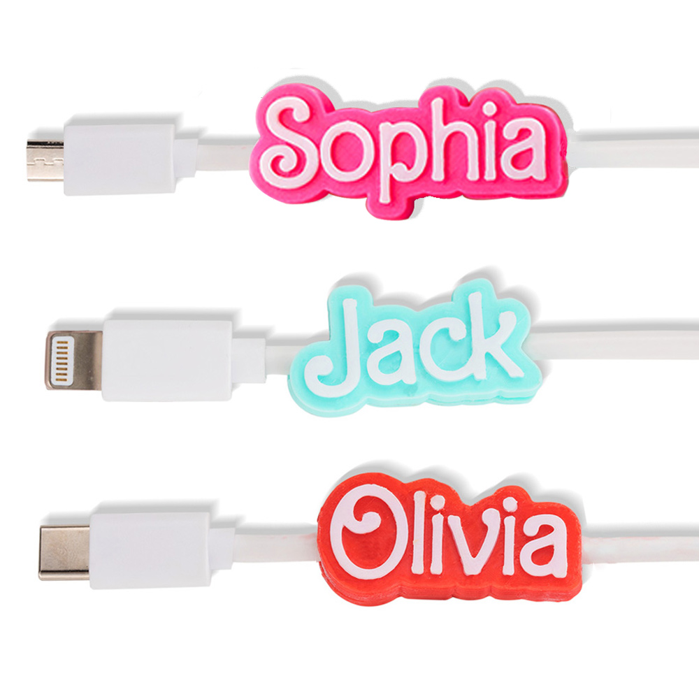 Personalized 3D Print USB Cable with Name, Use for iPhone Micro USB Type C, Mobile Phone Accessory, Cable Cord Organizer, Christmas/Birthday Gift