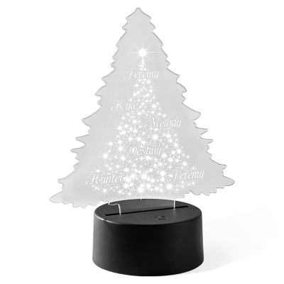 Luce notturna personalizzata per albero di Natale con nome di famiglia, insegna LED in acrilico, lampada da notte colorata per decorare la stanza, simpatico ornamento natalizio per la famiglia, regalo per la famiglia