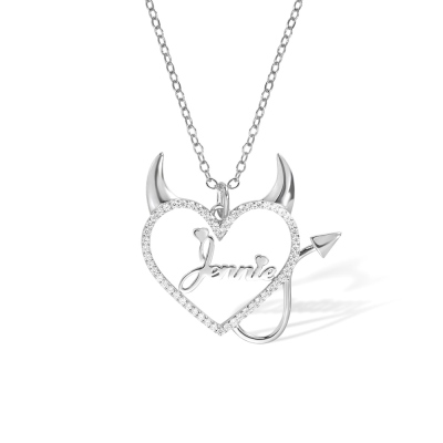 Personalized Devil Heart Name Necklace, Devil Horn, Devil Tail, Valentine's Day Gifts for Girlfriend, Birthday Gifts for Women, Halloween Gifts for Her