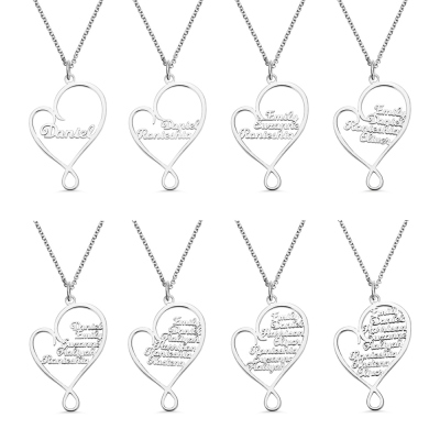 Personalized Heart and Hug Necklace with 1-8 Names, Customized for Moms, Birthday Mother’s Day Gift for Mom Grandma