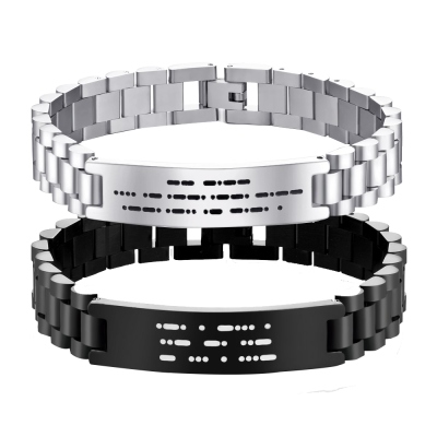 Bracelet pour homme en code Morse gravé personnalisé, bracelet à message secret personnalisé, anniversaire/fête des pères/cadeau d'anniversaire pour père/mari/lui/grand-père