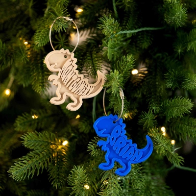 Personalized Name 3D Printed Dinosaur Keychain, Christmas Tree Ornament, Backpack/Diaper Bag/Lunch Box Name Tag, Gift for Kids/Dinosaur Lovers