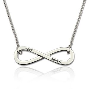 Customized Engraved Infinity Symbol 2 Names Necklace In Sterling Silver