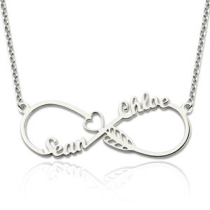 Arrow Knot Necklace with Names Sterling Silver