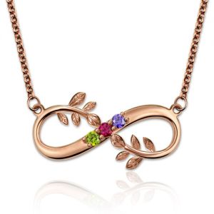 Customized Tree Branch Infinity Birthstone Necklace In Rose Gold