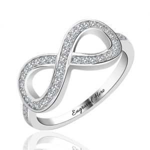 Engrave Knot Ring with Cubic Zirconia Platinum Plated