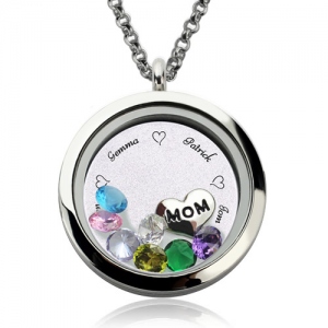 Personalized Memory Locket Necklace with Birthstone