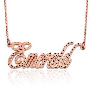 Personalized Champagne Style CNC Name Necklace In Rose Gold