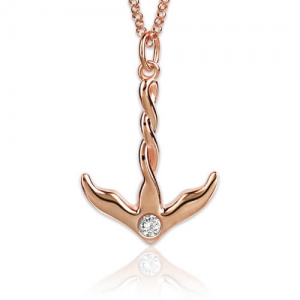 Anchor Birthstone Necklace In Rose Gold