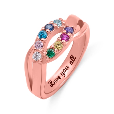 Waves of Love personalizzato Birthstone Ring Family Ring