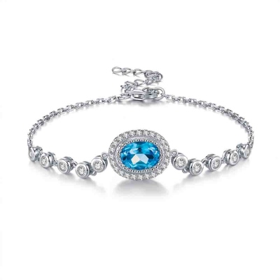 Bracelet minimalisme personnalisé avec pierre de naissance, bracelet océan bleu, bracelet en argent sterling, bijoux de famille, cadeau de Noël, cadeau pour maman/femme/elle