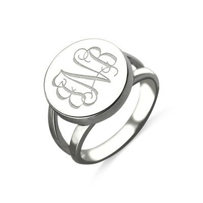 Anello con sigillo con monogramma in argento sterling