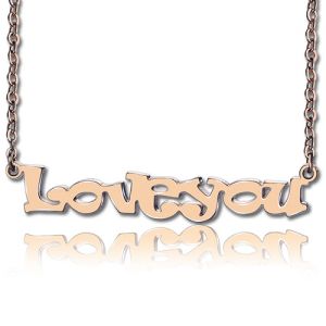 Rose Gold Plated Silver Personalized Name Plate Necklace for Her