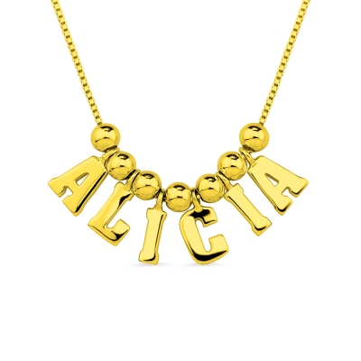 Personalized Letter & Name Necklace Gold Plated