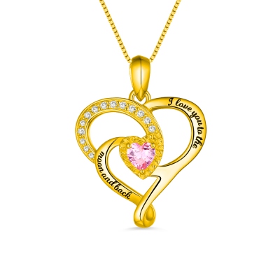 I Love You To The Moon And Back Birthstone Necklace Gold Plated