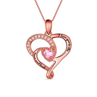 I Love You To The Moon And Back Birthstone Necklace In Rose Gold