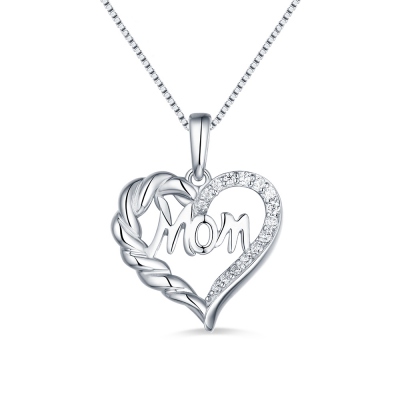 Personalized Heart Necklace For Mom Sterling Silver