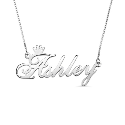 Customized Name Crown Necklace Sterling Silver