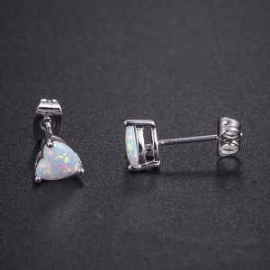 Copper Opal Heart Studs Earring