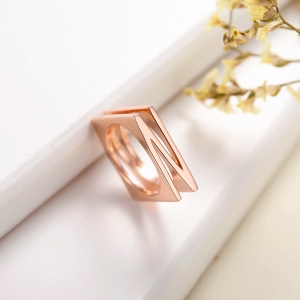 Personalized Large Initial Stackable Ring Rose Gold
