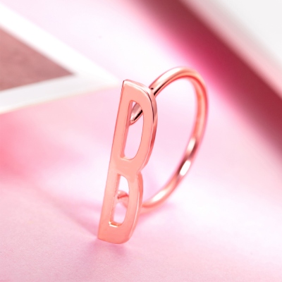 Personalized Big Letter Ring in Rose Gold