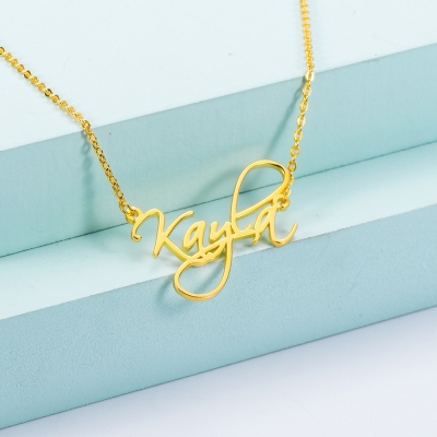 Personalized Calligraphy Name Necklace in Gold