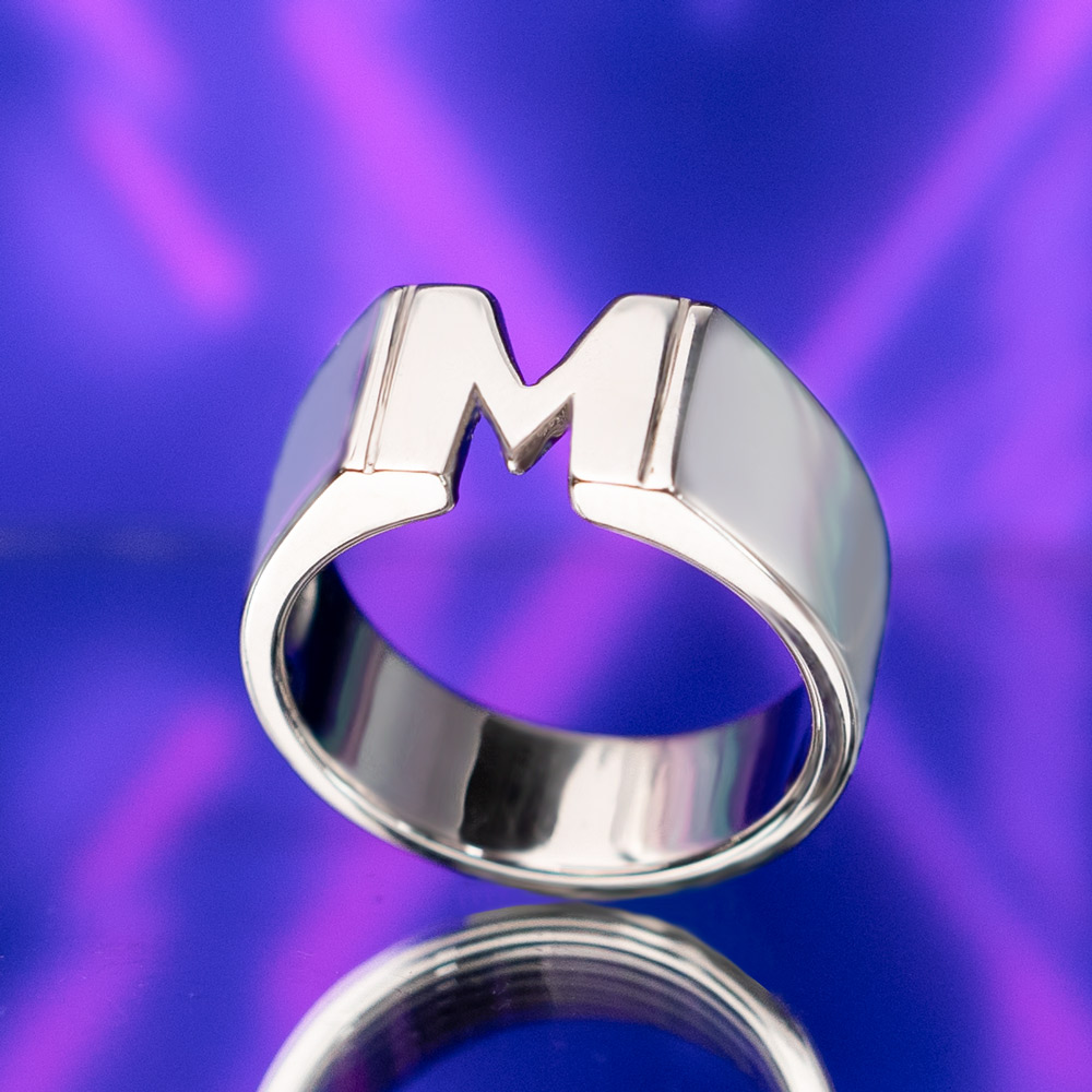 Inicial / monograma / anel com nome unissex personalizado em prata esterlina