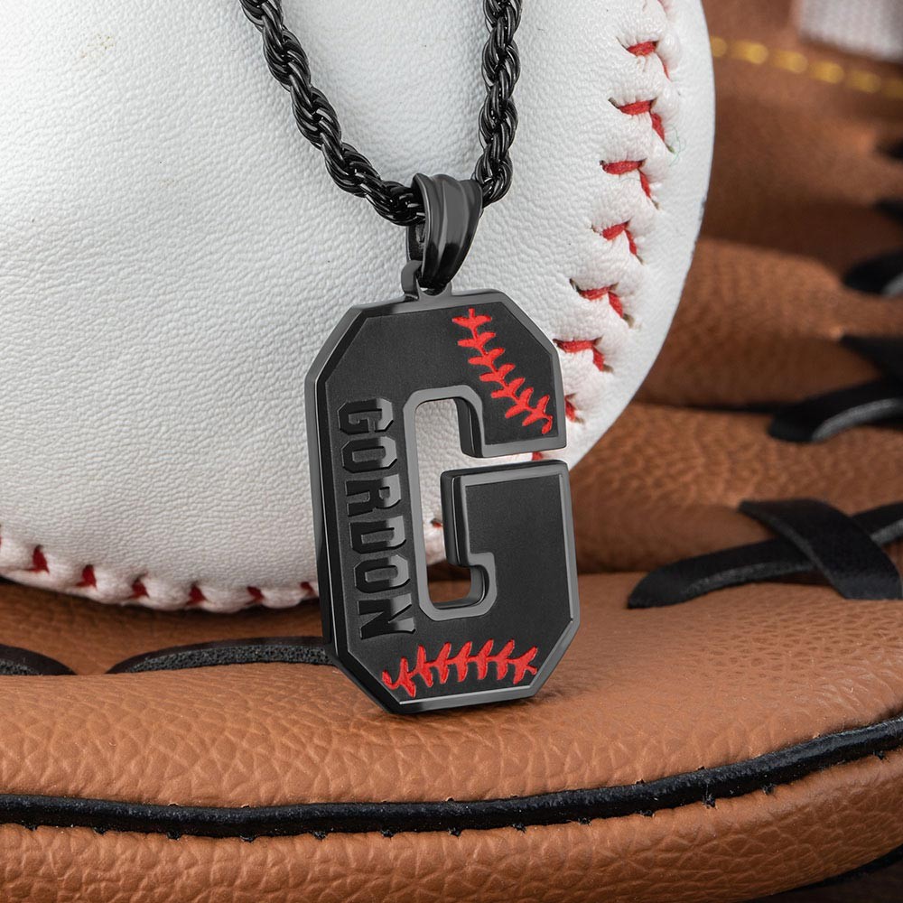 Baseball InitialLetter Necklace