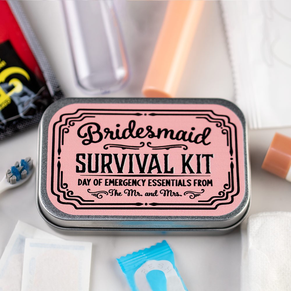 (Set of 3PCS) Custom Bridesmaid Wedding Day Survival Kit, Bridesmaid Gift Box Tin for Engagement Supply & Wedding Survival Kit
