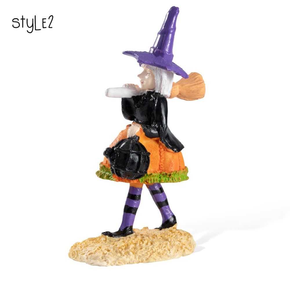 Halloween Decorative Witch Statue Resin Pumpkin Elegant Witch Doll Figure Sculpture Ornaments Party Home Halloween Decor Gifts