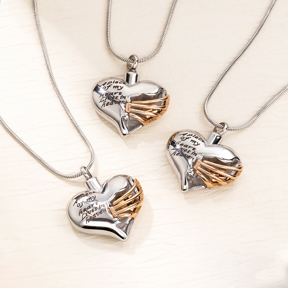 Custom Rib Heart Necklace, Commemorative Heart Pendant Urn Necklace, Remembering a Loved One Memorial Jewelry, Gift for Mom/Grandma/Family/Pet Lover