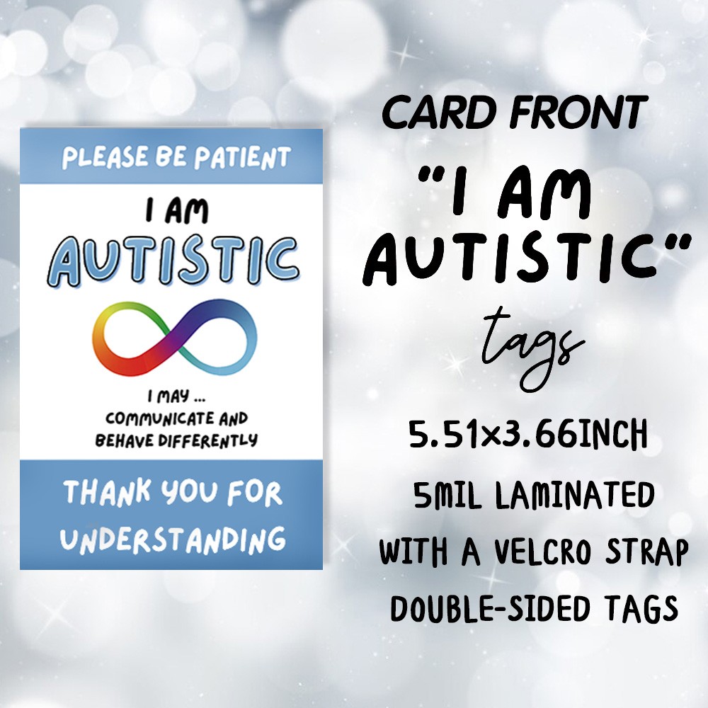Carte d'autisme personnalisée pour la communication, cordon de cartes d'autisme, identification d'autisme pour les enfants, carte de contact d'urgence, identification d'alerte médicale pour les voyages
