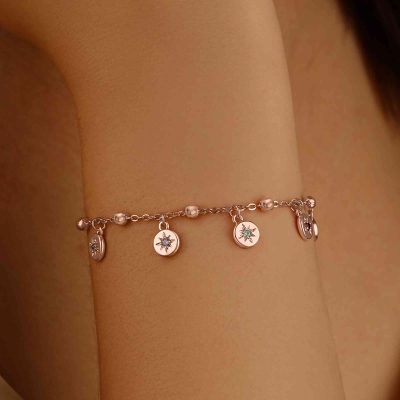 Personalized Bracelet 1-8 Birthstone Charms, Colorful Gemstone Drop Bracelet, Family Jewelry, Mother's Day/Birthday Gift for Mom/Grandma/Family