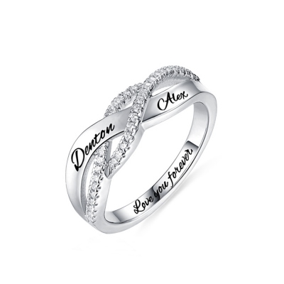 Engraved Name Sterling Silver Twisted Ring
