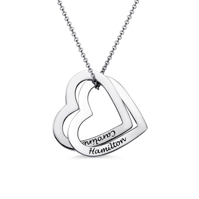 Interlocking Sterling Silver Hearts Name Necklace