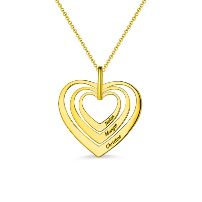 Customized Engraved Family Heart Necklace In Gold