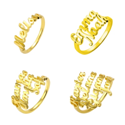 Personalized Multiple Name Ring in Gold