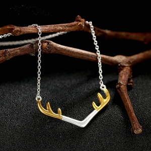 Deer Antler Necklace Sterling Silver