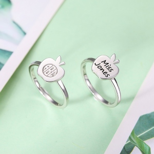 Personalized Engraved Apple Ring for Teacher