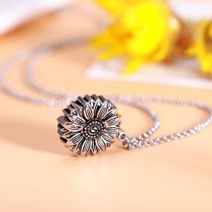 Personalized Sunflower Locket Necklace