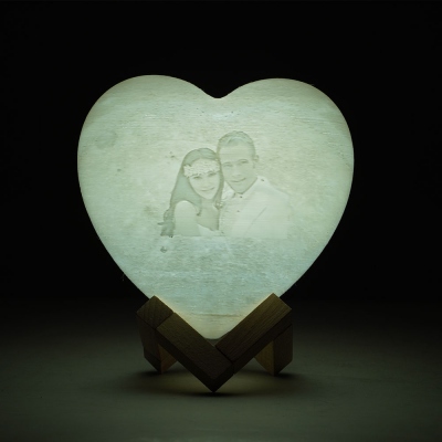 Personalized Heart Photo 3D Moon Lamp with Remote