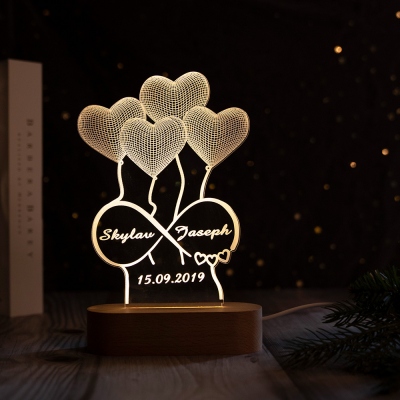 Personalized 3D Illusion Lamp Gift for Her Anniversary Gift