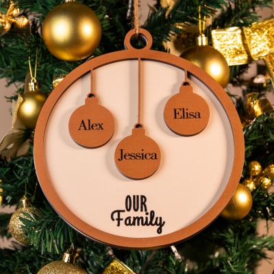 Ornement de Noël familial personnalisé avec 2 à 10 noms