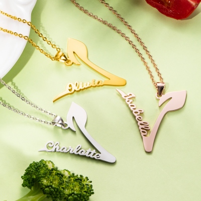 Personalized Vegan Name Necklace for Vegetarian Gift
