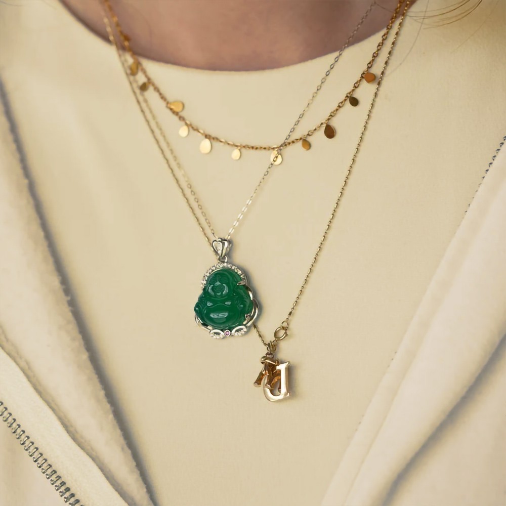 collier bouddha en jade véritable