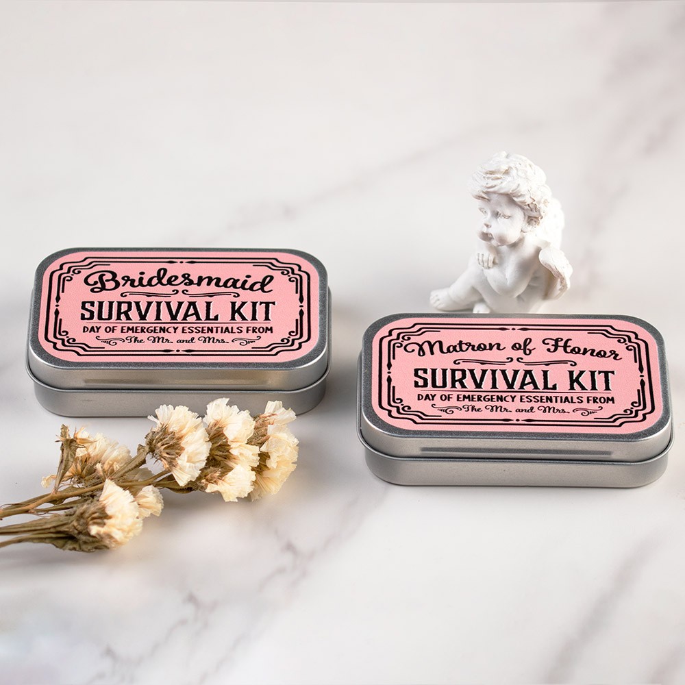 (Set of 3PCS) Custom Bridesmaid Wedding Day Survival Kit, Bridesmaid Gift Box Tin for Engagement Supply & Wedding Survival Kit