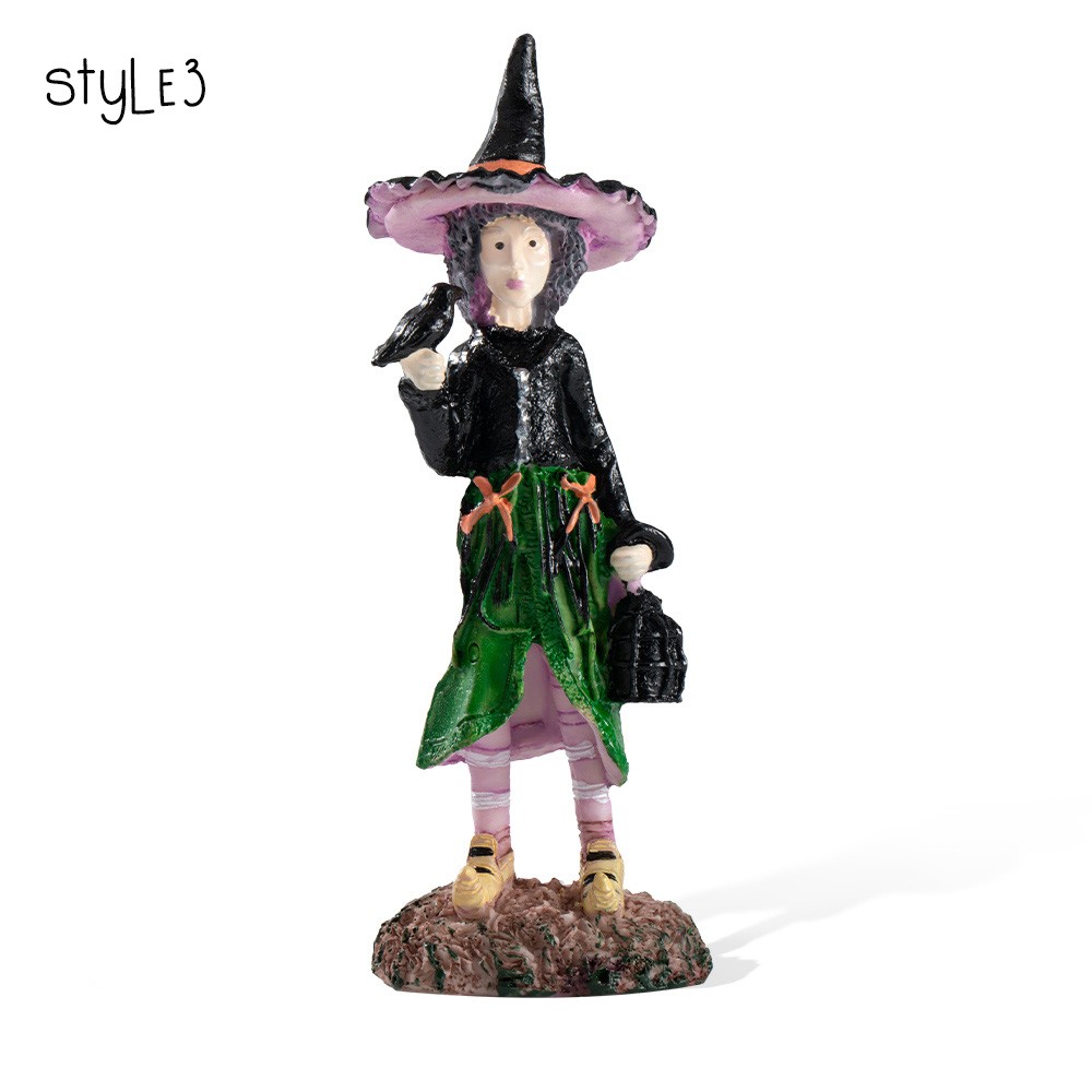 Halloween Decorative Witch Statue Resin Pumpkin Elegant Witch Doll Figure Sculpture Ornaments Party Home Halloween Decor Gifts