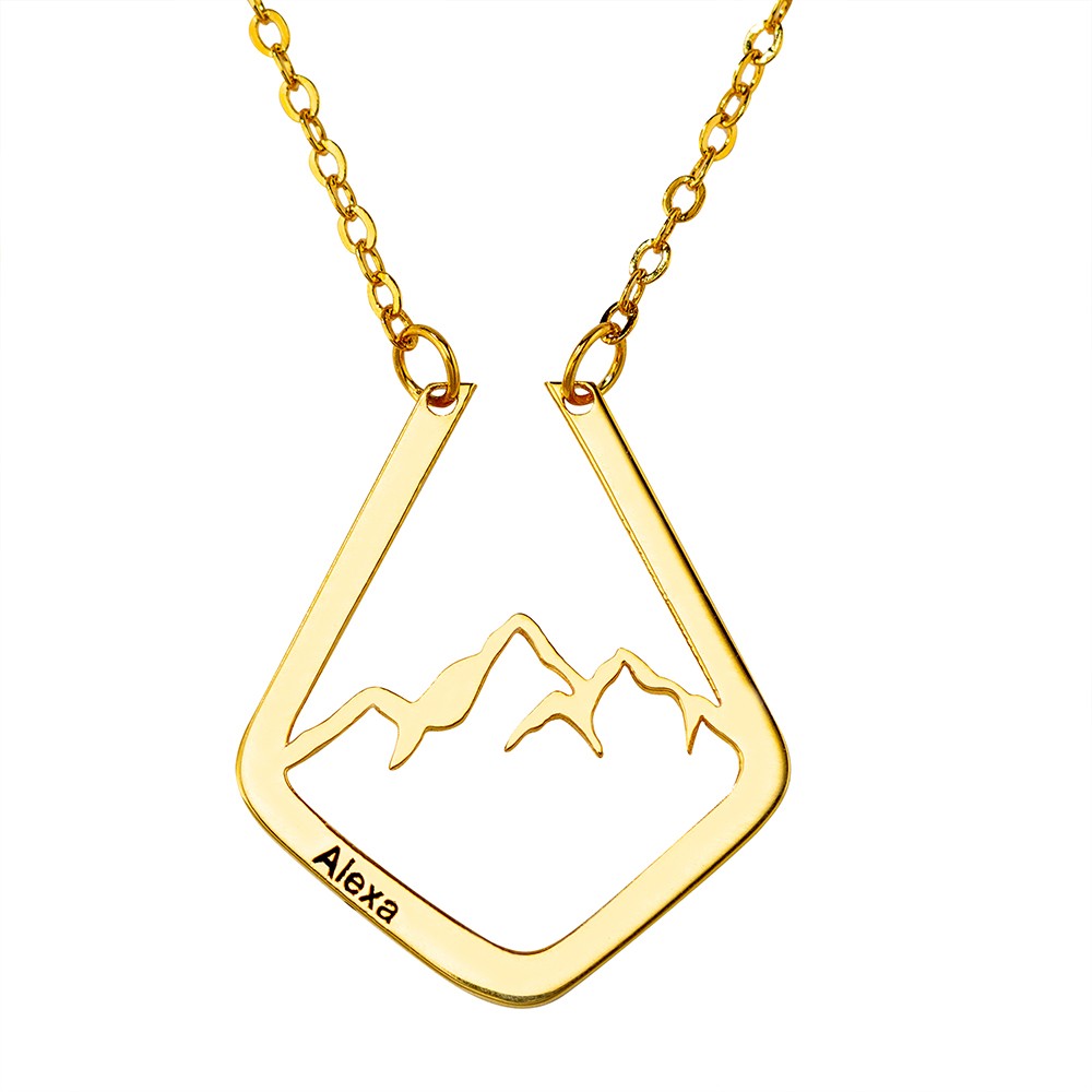 Zierliche Ringhalter-Halskette mit Berg-Design, individueller geometrischer Ringhalter, einfaches Schmuckgeschenk für sie/Frauen/Mädchen, Mütter/Arzt/Krankenschwester
